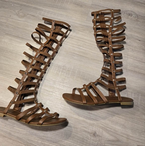 Bamboo Caged Gladiator Sandals Brown Sz 7 - Picture 3 of 9